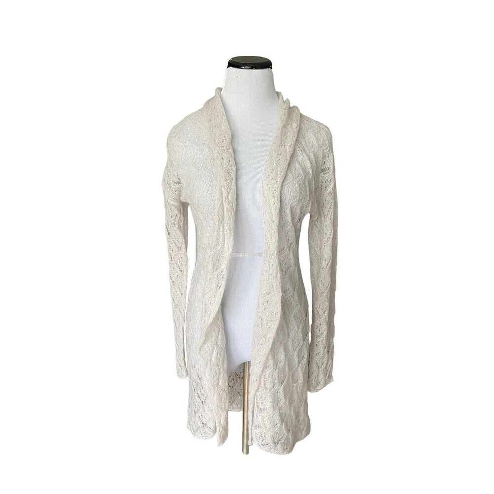 Sundance Open Knit Kid Mohair Duster Cardigan Sweater Size PS Ivory Boho Cottage